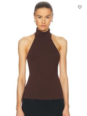 Cult Gaia Wake Knit Halter Top in Dark Brown
